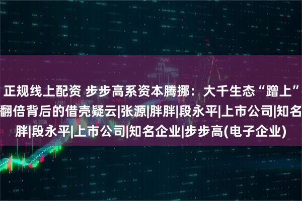 正规线上配资 步步高系资本腾挪：大千生态“蹭上”宠物经济，股价1个月翻倍背后的借壳疑云|张源|胖胖|段永平|上市公司|知名企业|步步高(电子企业)